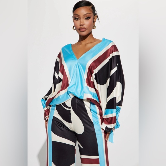 Missed you pants set.- blue/combo by Fashion Nova - Picture 3 of 3